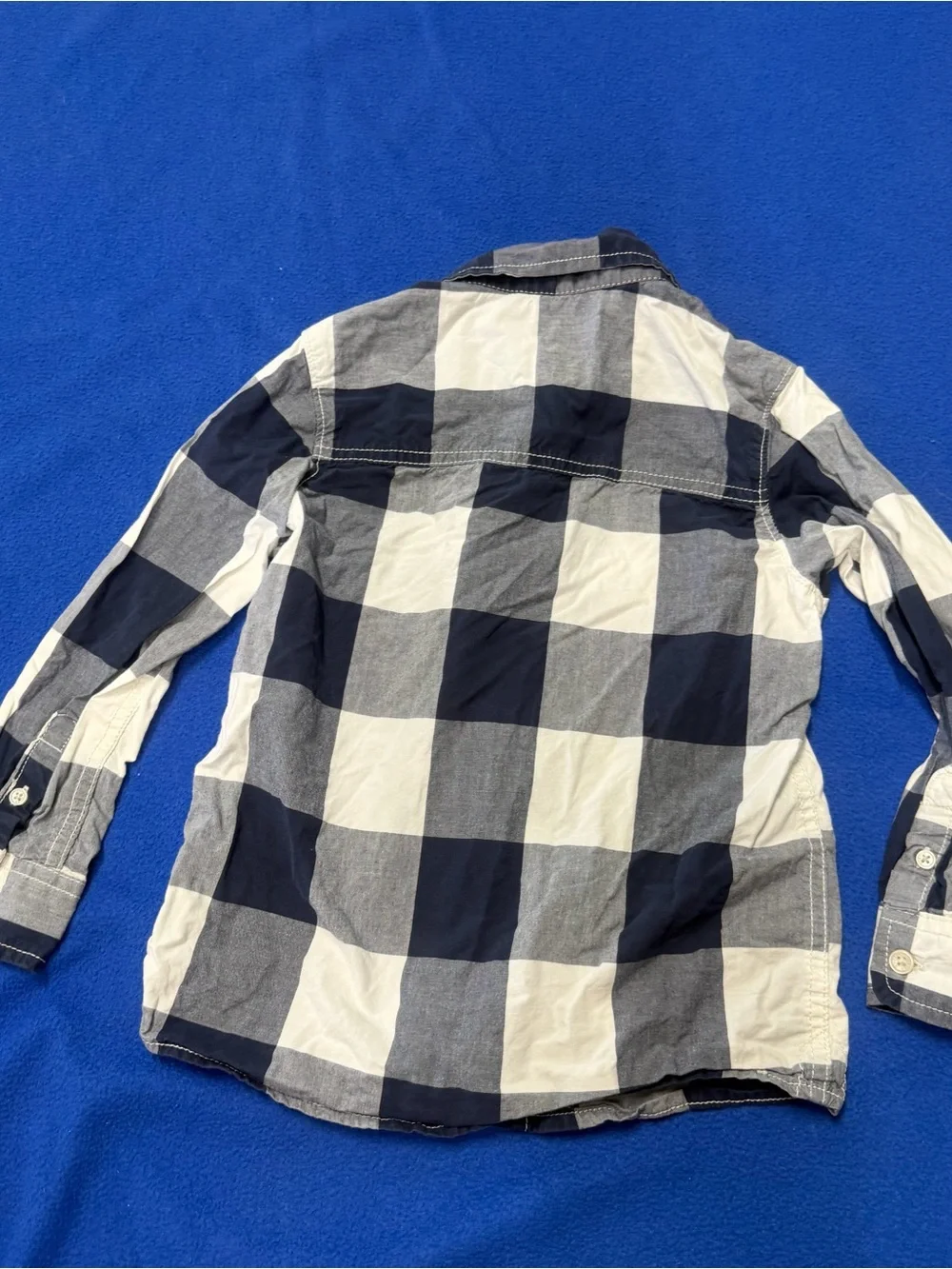 OshKosh B'gosh Navy, White, gray & blue Plaid Button-Down Shirt 6 may have spots